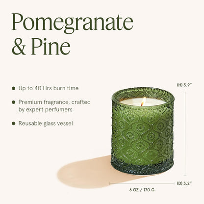 LA JOLIE MUSE Christmas Candles, Pine & Pomegranate Candle -Lemon, Pomegranate & Pine | 6 oz