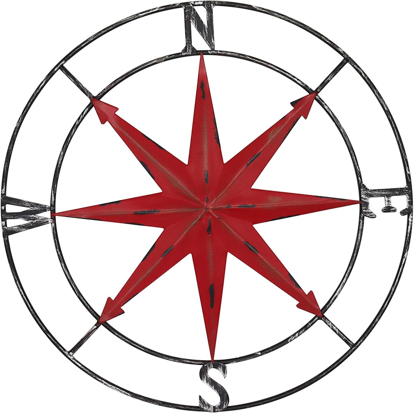 aboxoo Round Metal Compass Decorative Compass Metal Wall Art Hanging Wall Sculpture 11 Inch