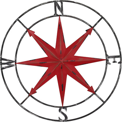 aboxoo Round Metal Compass Decorative Compass Metal Wall Art Hanging Wall Sculpture 11 Inch