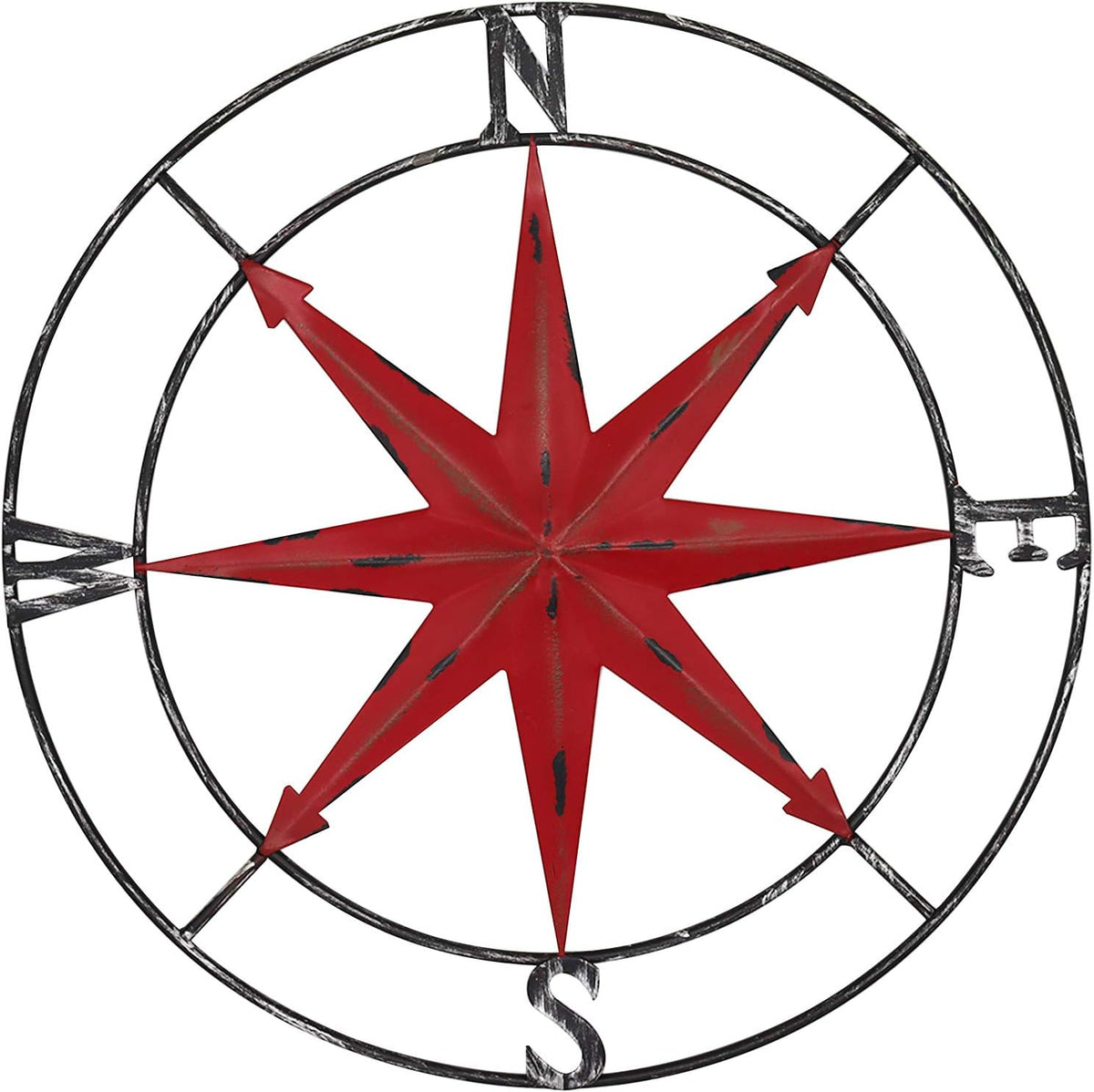 aboxoo Round Metal Compass Decorative Compass Metal Wall Art Hanging Wall Sculpture 22.8 Inch