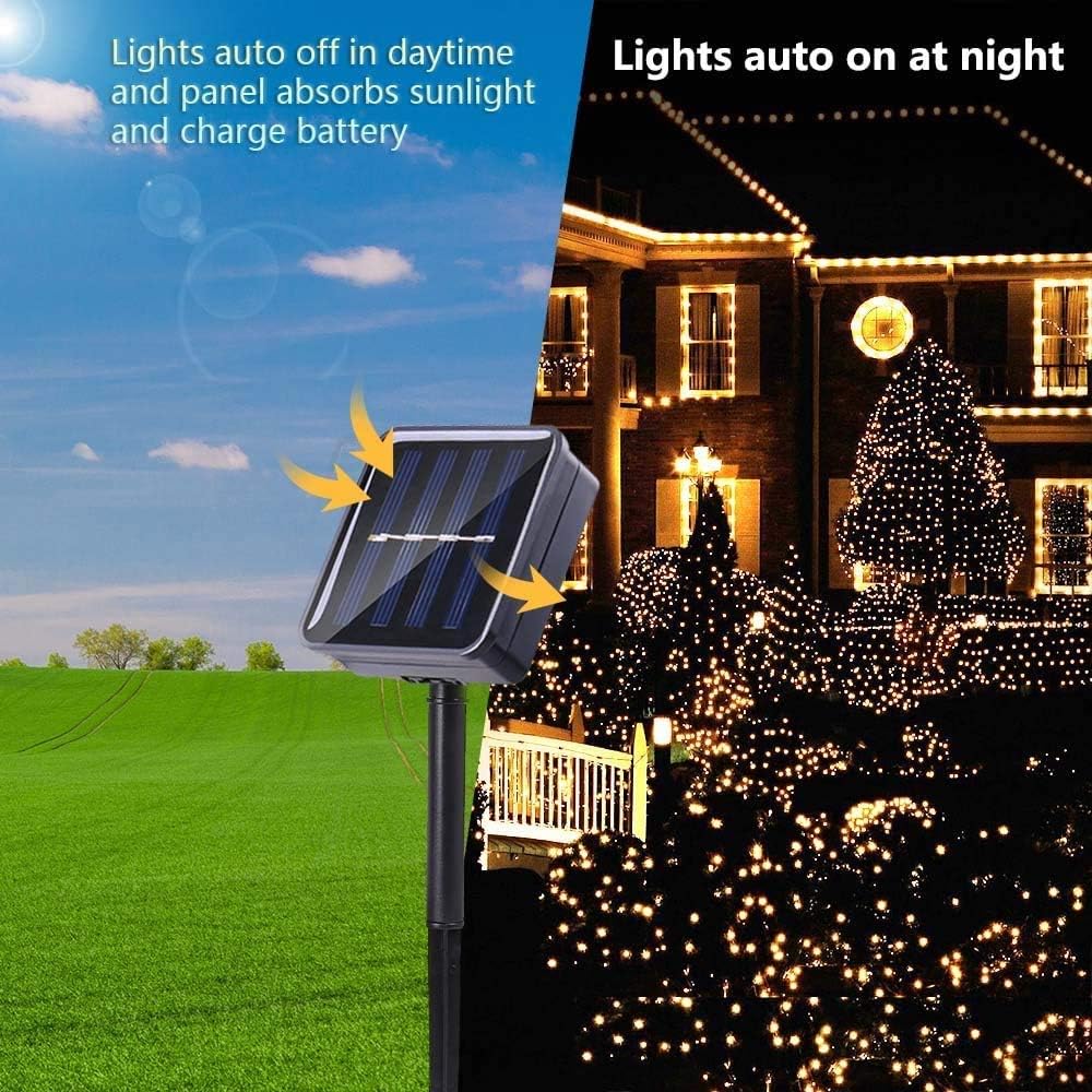 Joomer Solar Christmas Lights Outdoor, 4 Pack Total 156FT 400LED 8 Lighting Modes Solar String