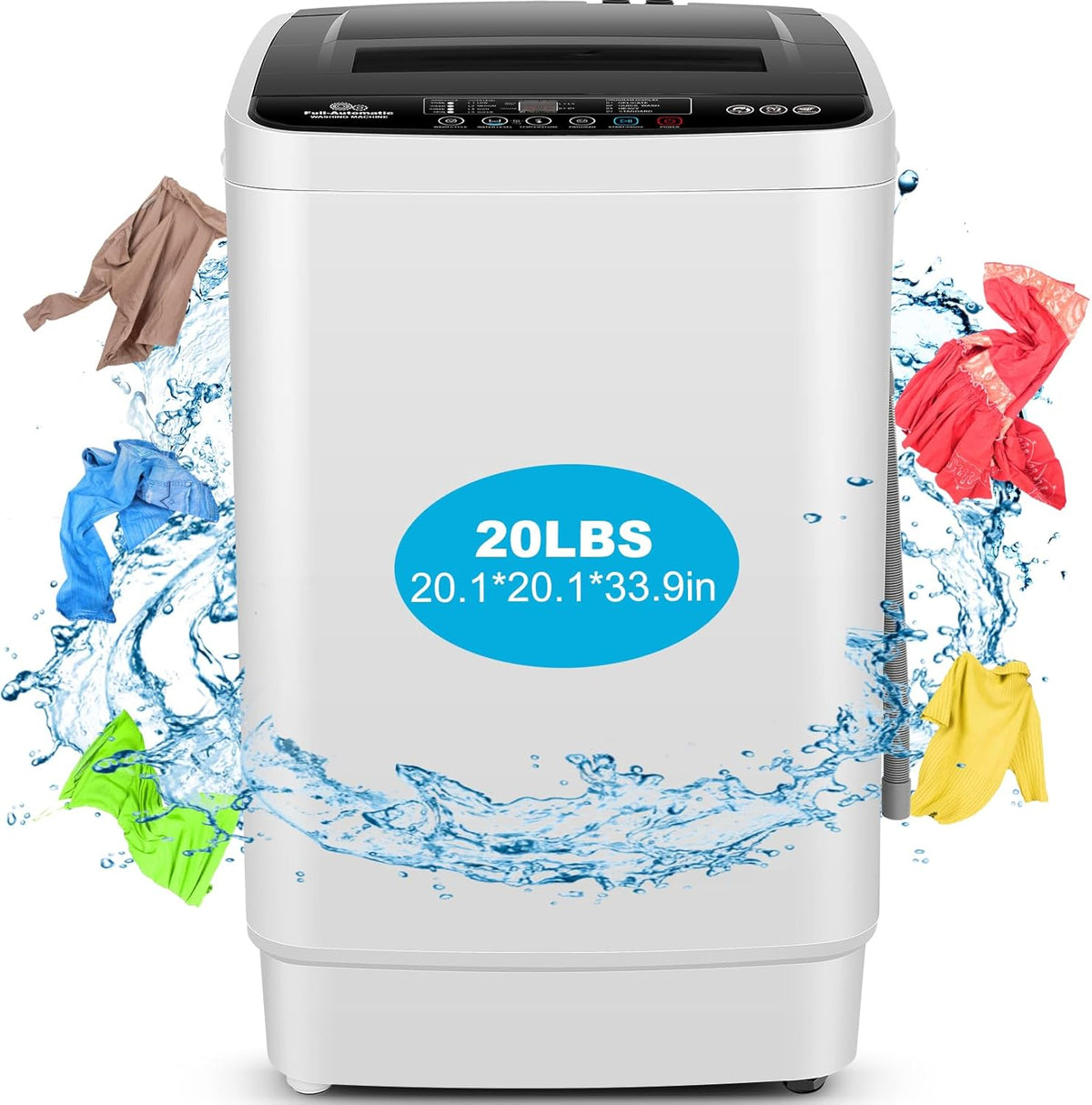 Nictemaw Portable Washing Machine 20Lbs Capacity Portable Washer with Drain Pump 2.8Cu.ft