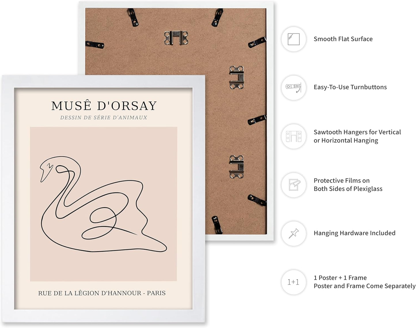 Poster Master Vintage Poster - Retro One Line Swan Drawing Print - Swan Art - Bird Art - Minimal