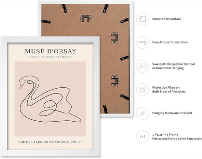 Poster Master Vintage Poster - Retro One Line Swan Drawing Print - Swan Art - Bird Art - Minimal