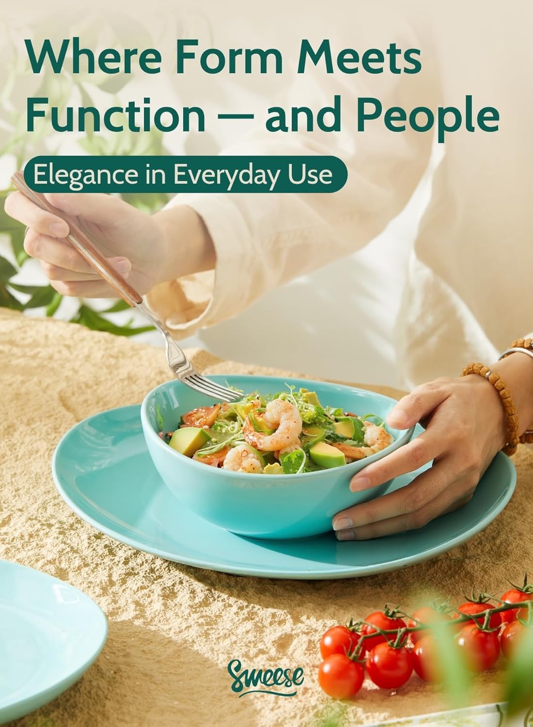 Sweese porcelain bowls 18 oz set of 6 - versatile for soup, cereal, fruit, rice - microwave