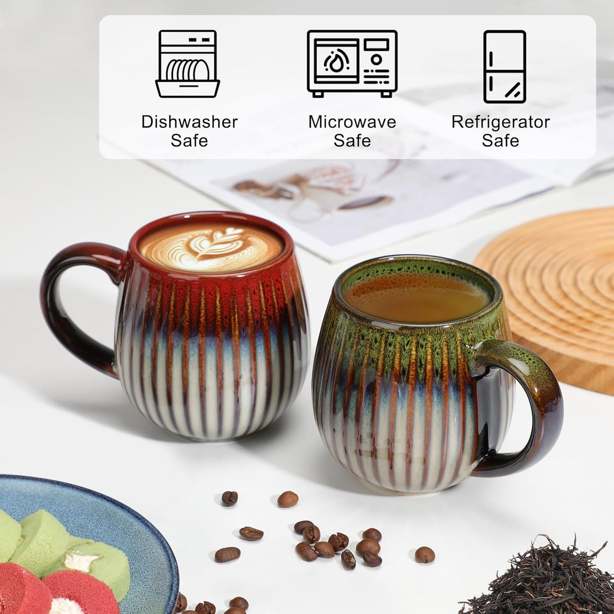 CosyCorner Ceramic Coffee Mugs Set, 17 oz Large Coffee Cups for Home and Office, Ceramic Cup for
