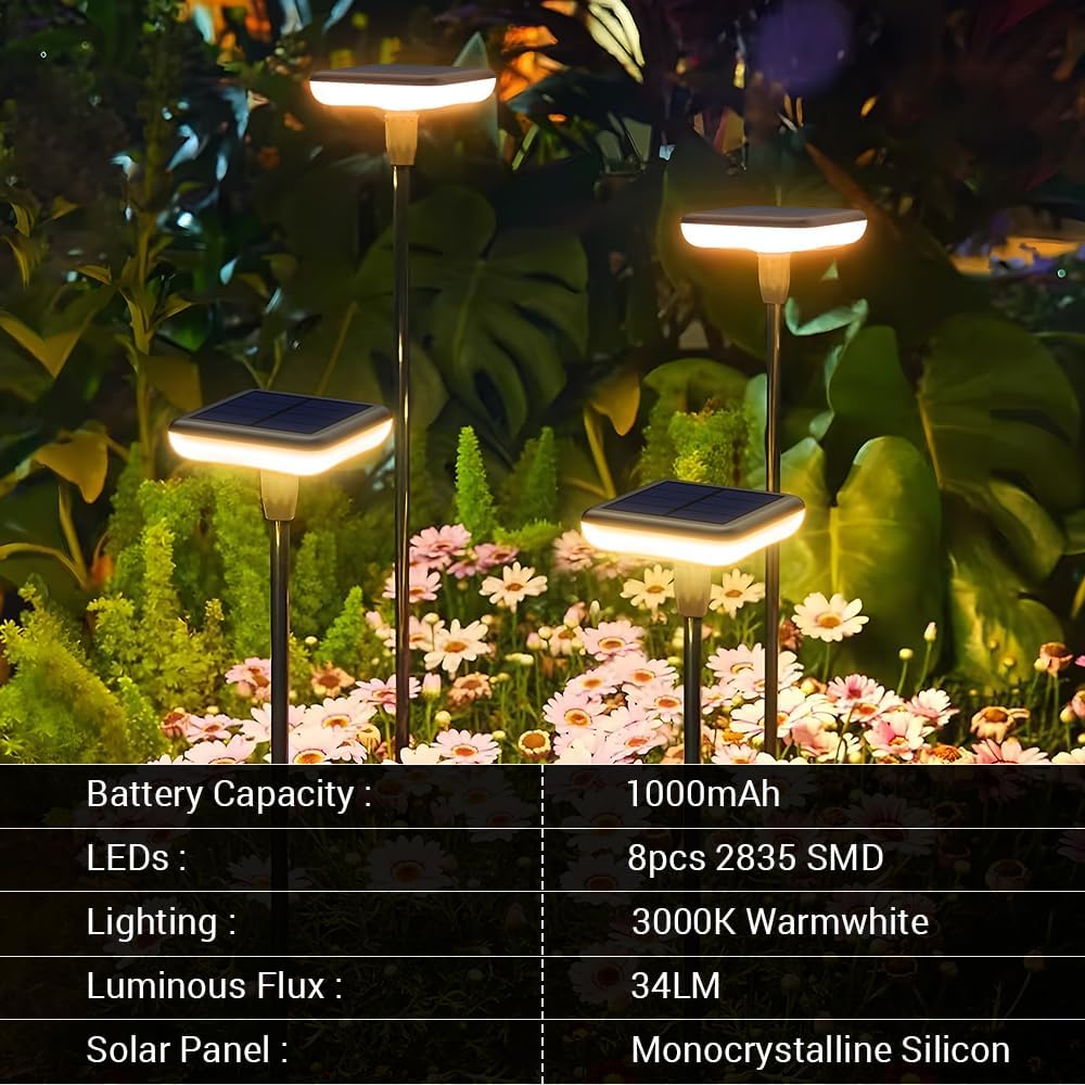 Solar Lights Outdoor Garden 4 Pack Solar Pathway Light 31" Tall Solar Landscape Lights 34LM Bright