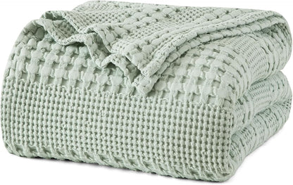PHF 100% Cotton Waffle Weave Blanket Twin Size, Soft Lightweight Breathable Cozy Summer Blankets