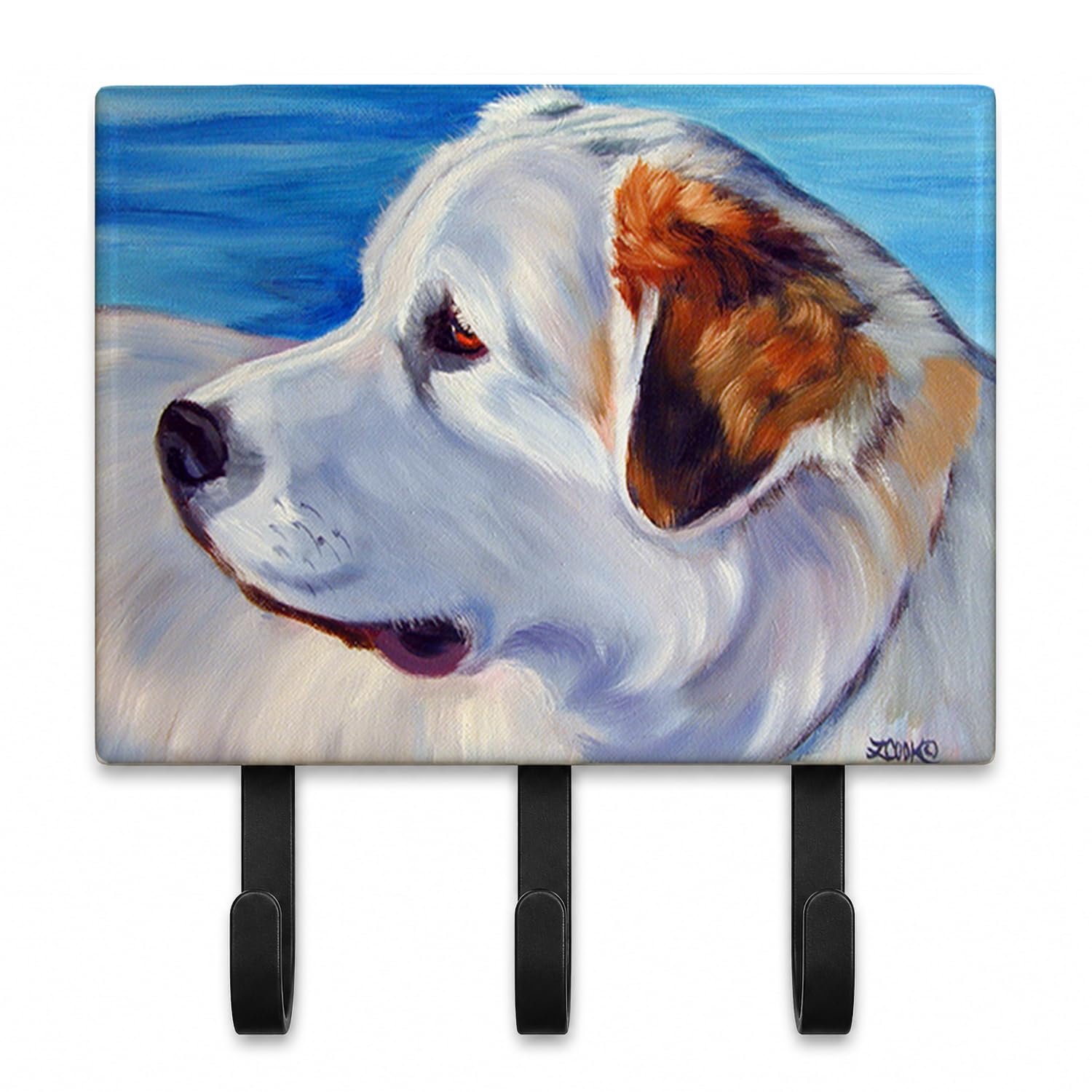 Caroline's Treasures 7417TH68 Great Pyrenees at the Beach Leash or Key Holder, Wall Hooks, Key
