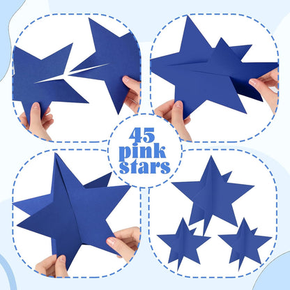45 Pcs 3D Star Centerpieces Movie Night Decorations for Table in 3 Sizes Hanging Supplies for Red