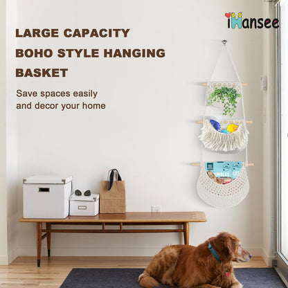 Hanging Baskets for Organizing, 3 Tier Detachable Wall Hanging Fruit Basket Over the Door Organizer