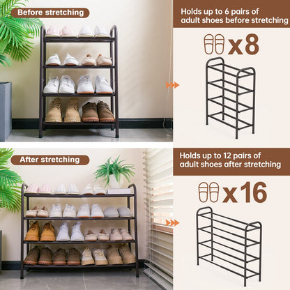 Gonfoam Expandable 4-Tier Shoe Rack for Closet and Entryway, Bronze