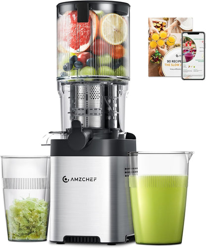 AMZCHEF Cold Press Juicer, Juicers Machines - 5.4" Large Feed Chute for Whole Fruits & Vegetables