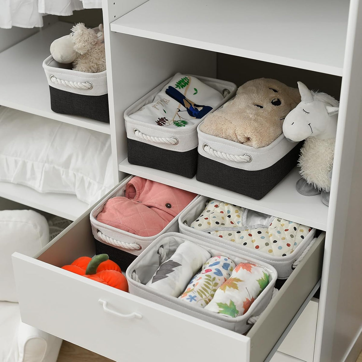 TheWarmHome Storage Bins for Shelves - 12x8x5.2 inch 1 Pack Storage Baskets for Gifts Empty for