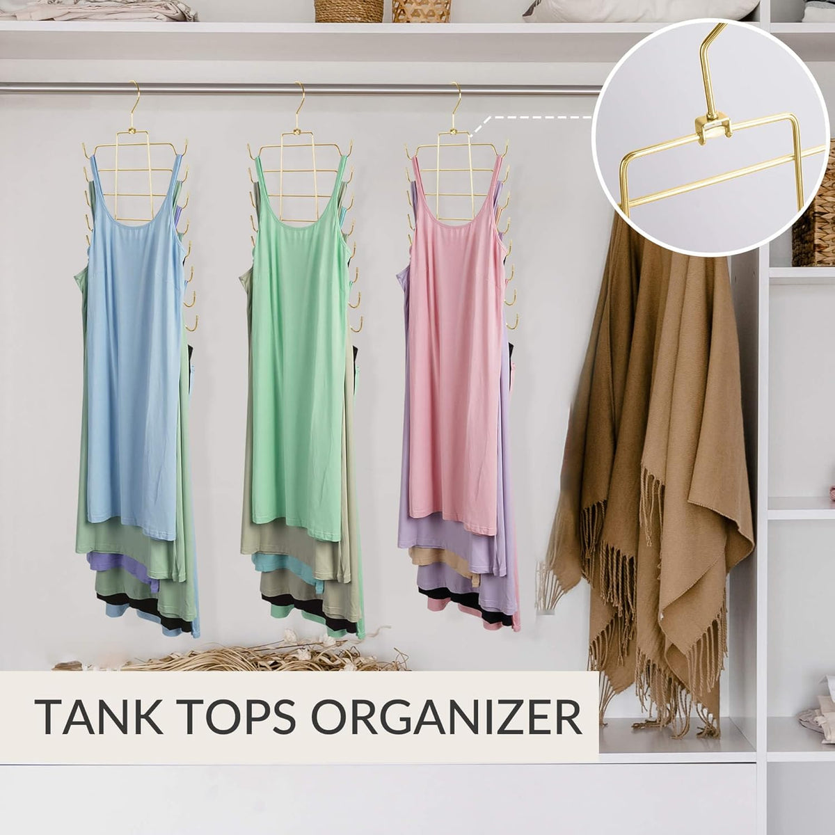 ZEDODIER Tank Top Hanger, Space Saving Bra Hamgers, Non-Slip Hanging Sport Bras Holder, Closet