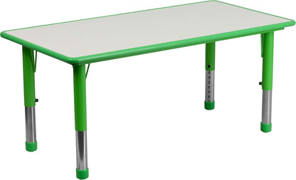 Flash Furniture Wren 23.625''W x 47.25''L Rectangular Green Plastic Height Adjustable Activity