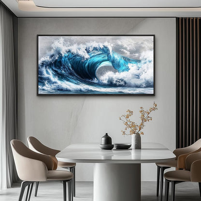 PHAOHUAXM Blue Wave lPaintings Wall Art For Living Room Wall Decor For Bedroom Ocean Inspiration