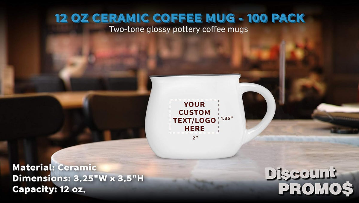 Custom Glazed Campfire Coffee Mugs 12 oz. Set of 100, Personalized Bulk Pack - Perfect for Coffee