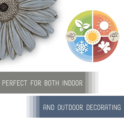 NAT & Jules Gerbera Daisy Flower Shaped Dimensional Indoor Outdoor 12 inch Cast Resin Decorative