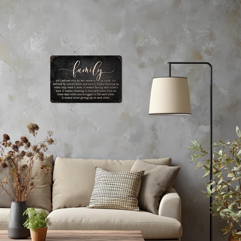 Heuhuww Family Isn't Defined Only By Last Names or By Blood Tin Sign for Home Office Room Wall