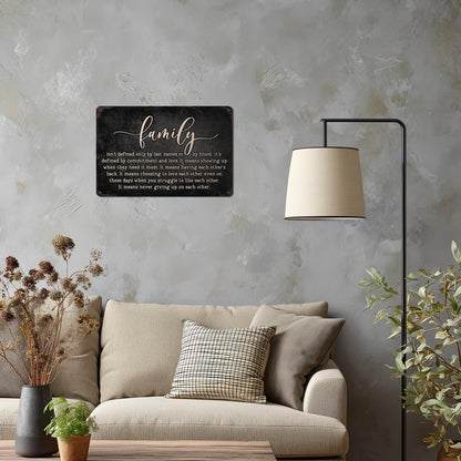 Heuhuww Family Isn't Defined Only By Last Names or By Blood Tin Sign for Home Office Room Wall