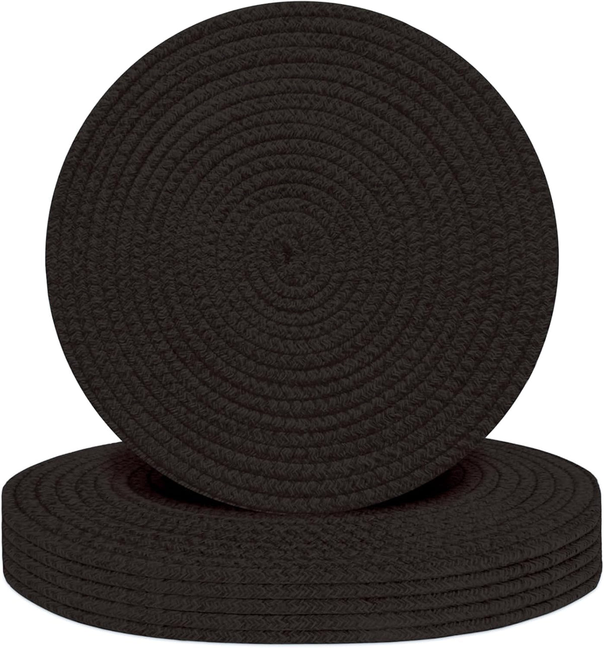 Round Placemats Set of 6, Cotton Rope Woven Table Mats, Hot Pads for Kitchen, Non Slip Heat