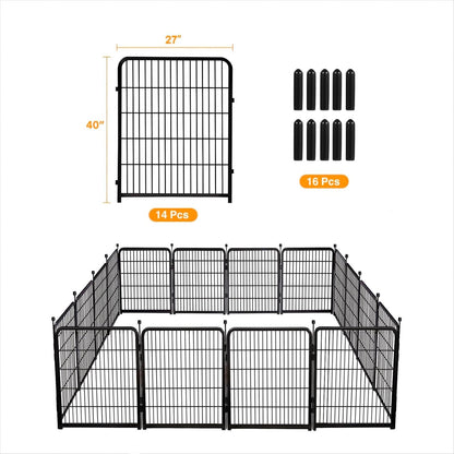Doorless Animal Barrier Fence, 40in(H) 14 Panels Total 31 Ft(L), Garden Fences and Borders for