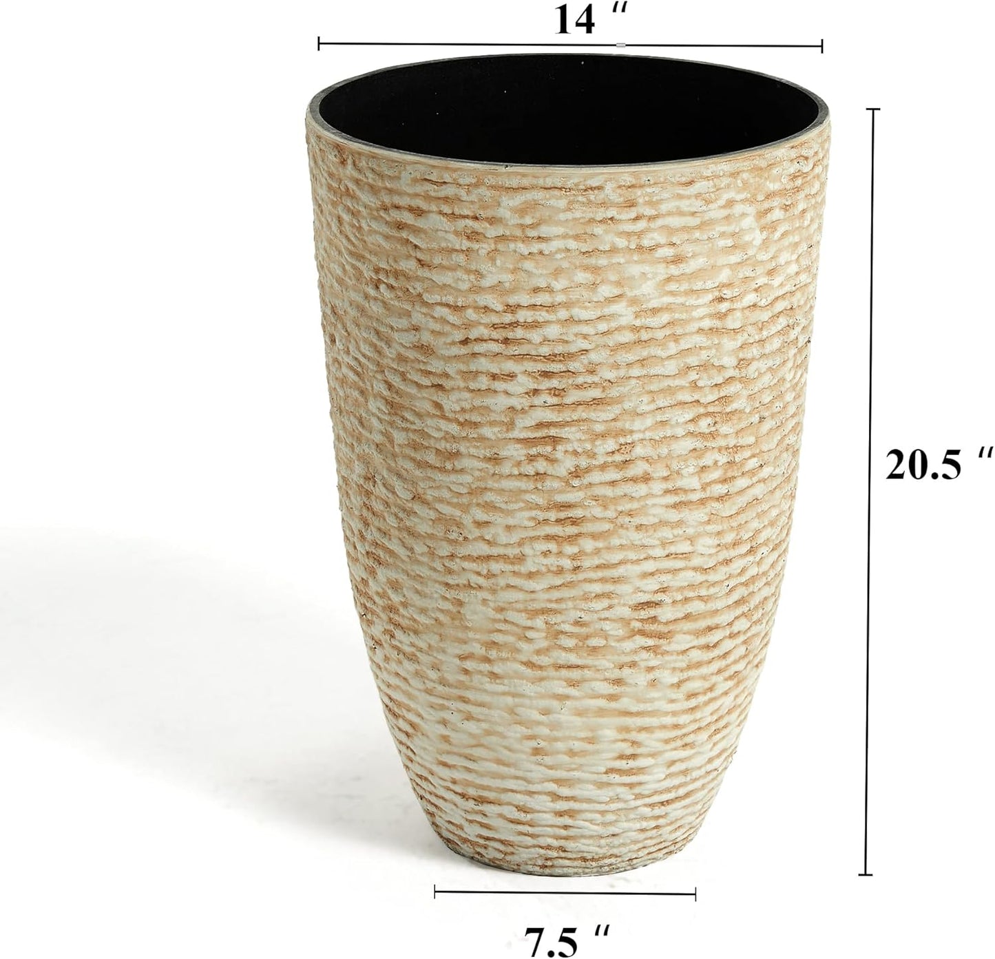 Worth 9 Gallon Tall Round Planters Set of 2-14" Dia x 21" H Stone Finish Flower Pots Indoor