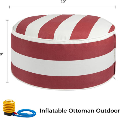 FUNHOME Inflatable Outdoor Ottoman with Air Pump,20"x9" Portable Patio Pouf,Water