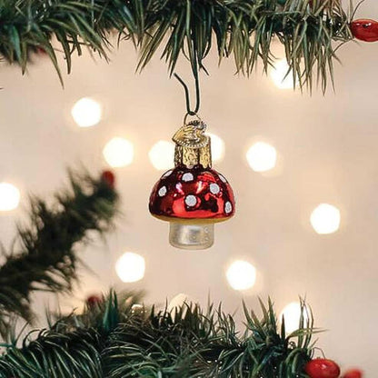 Old World Christmas Mini Lucky Mushroom Glass Hanging Ornament