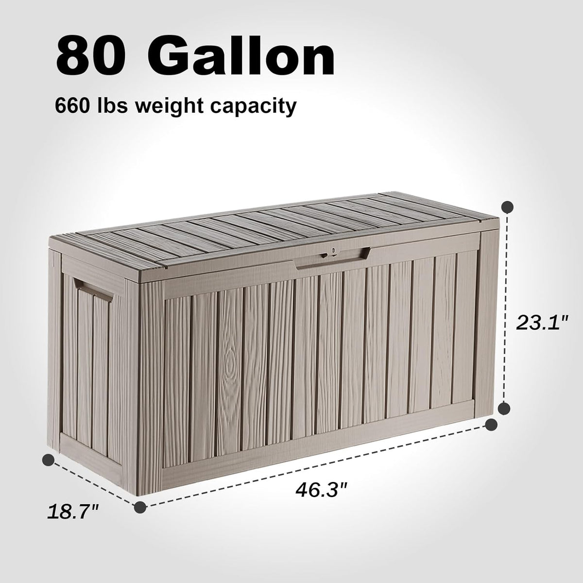 DRATO 80 Gallon Large Deck Box, Outdoor Storage Box for Patio Furniture, Patio Cushions, Gardening