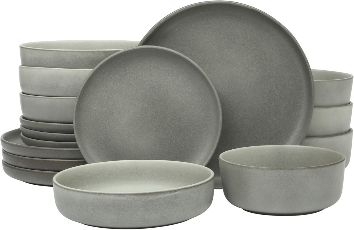 Gibson Elite Pasco 16 Piece (Service for 4) Plates and Bowls Double Bowl Reactive Glaze Dishes