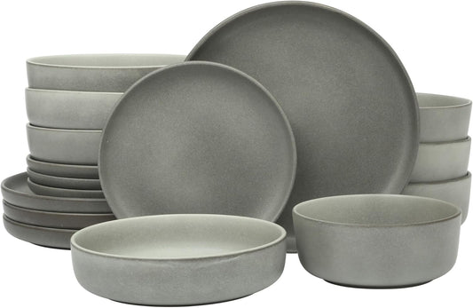 Gibson Elite Pasco 16 Piece (Service for 4) Plates and Bowls Double Bowl Reactive Glaze Dishes