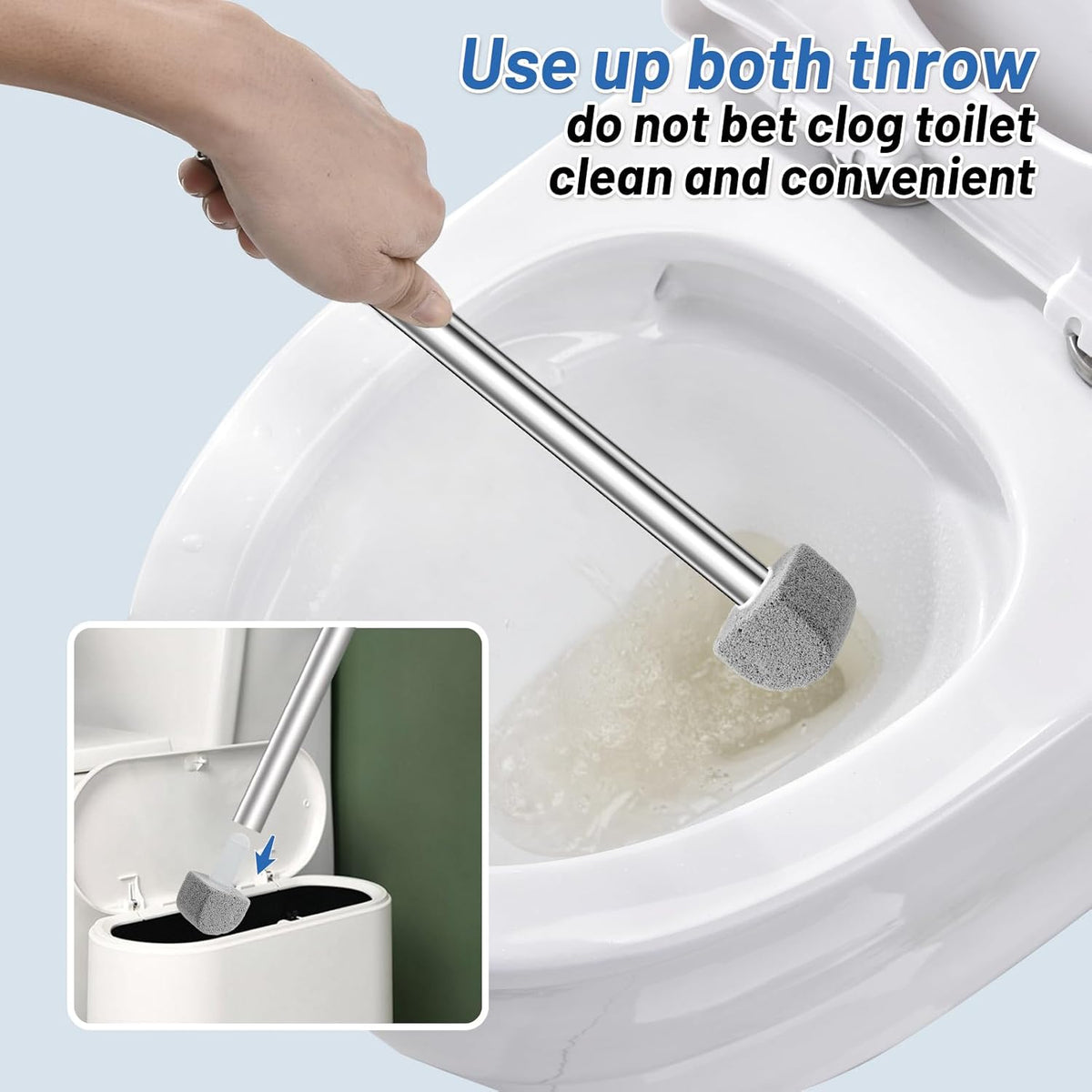 Pumice Stone Toilet Bowl Cleaner Toilet Deep Cleaning,Bathroom Cleaner Brush with Long Handle for