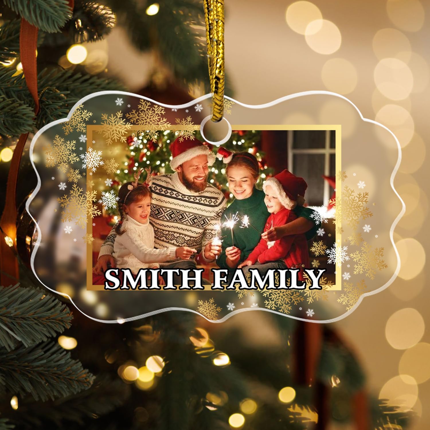Personalized Family Photo Decor, Crystal Ornaments, Custom Christmas Hanging Ornaments, Decorative