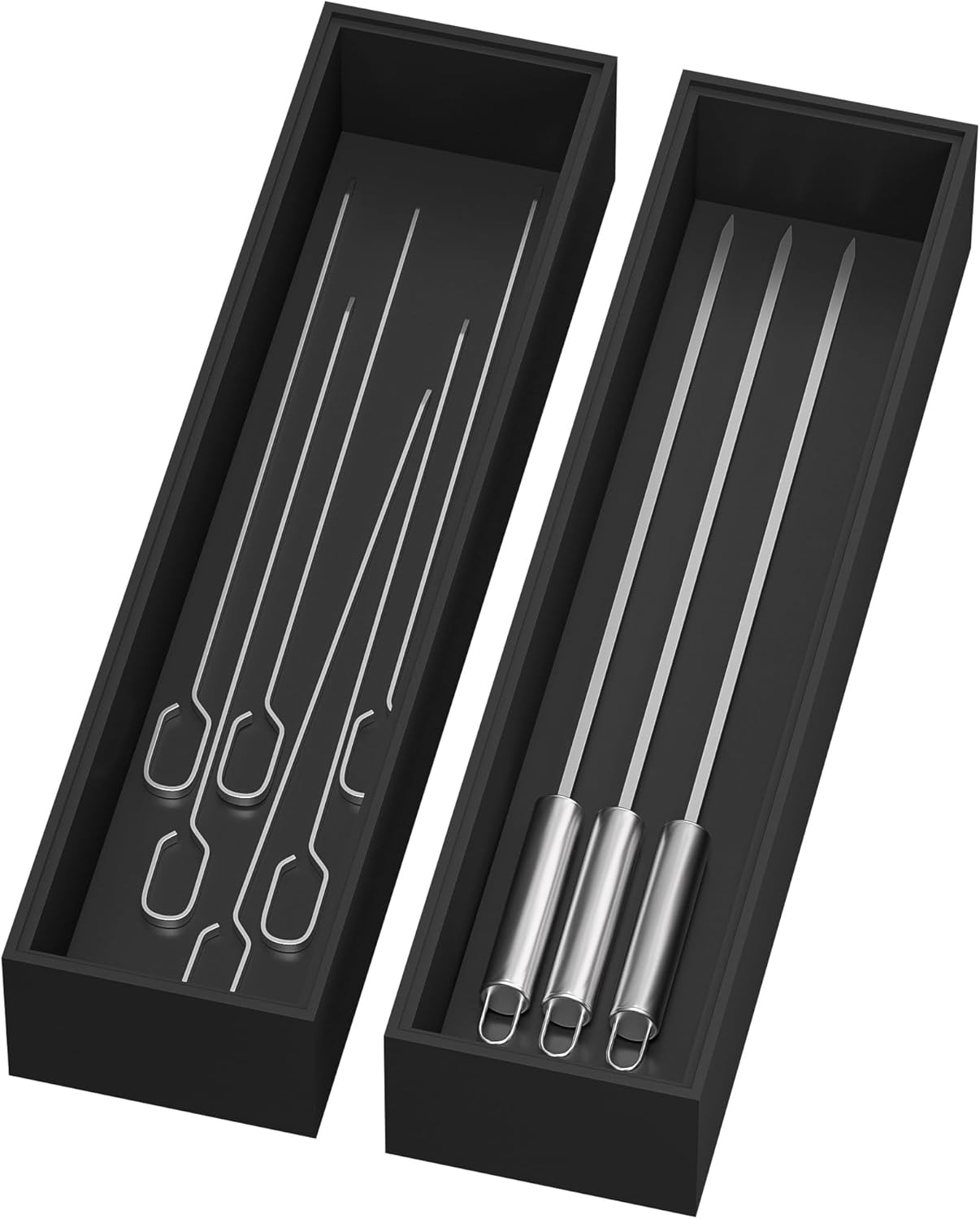Bamboo Drawer Organizer, Narrow Silverware Organizer for Kitchen, Stackable Utensil Organizer, 2