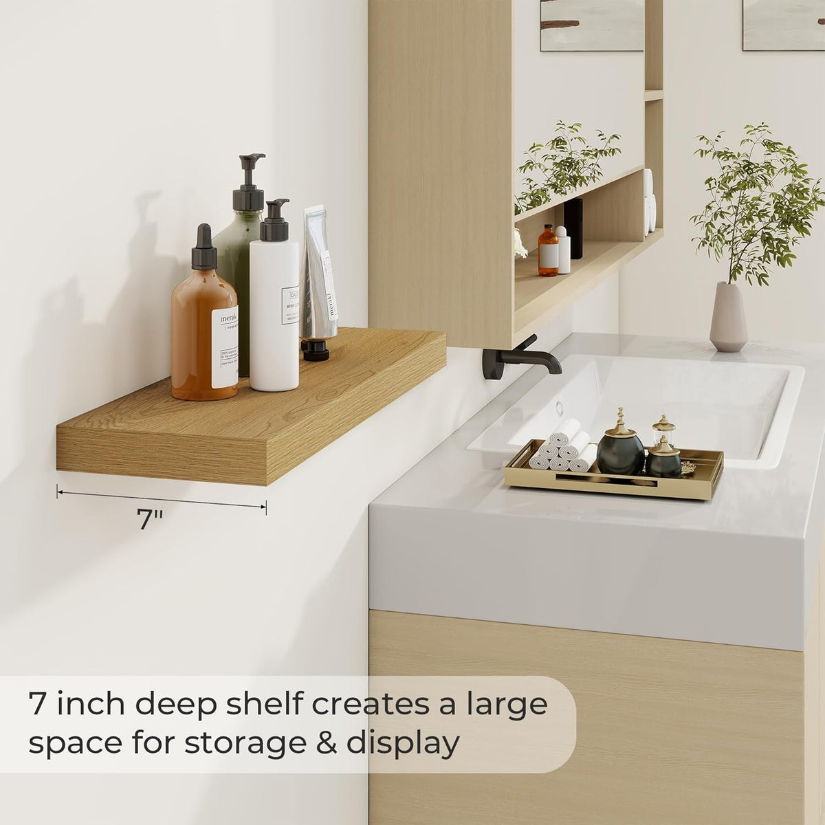 24 inch Floating Shelves Long Floating Shelves for Wall Large Wall Mounted Shelves with Invisible