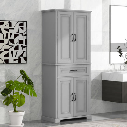 72.2" Tall Storage Cabinet with 4 Doors and Drawer, Freestanding Linen Cabinet, Wooden Pantry with
