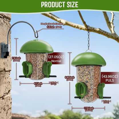 LONA Bird Feeders for Outdoors Hanging – 3 Separate Compartments, 3 Feeding Ports, Weatherproof