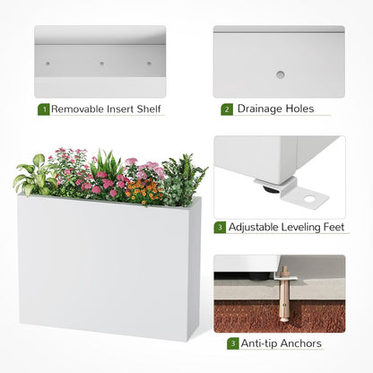 Stoog 38" Large Planters for Outdoor Plants, All-Weather Rectangular Metal Planter Box with