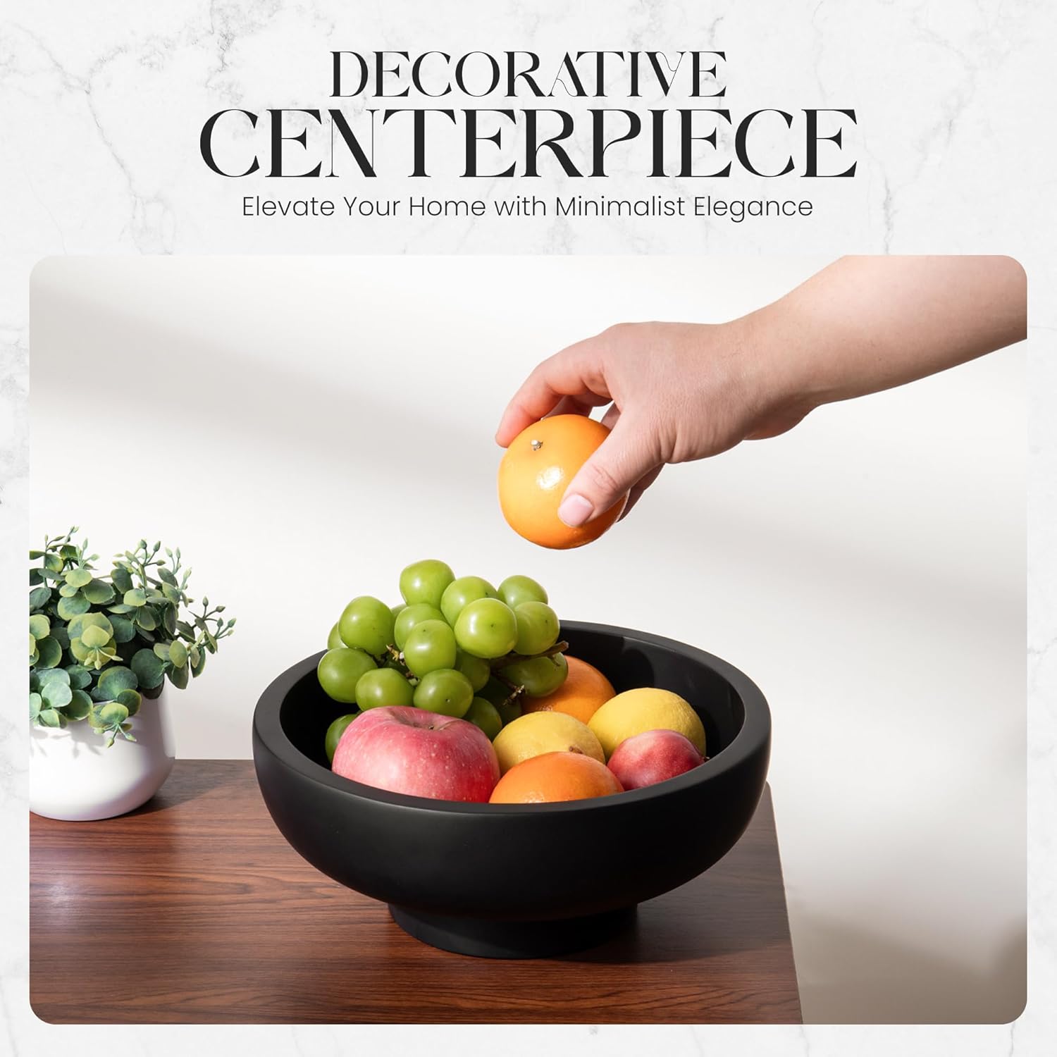 Concrete Fruit Bowl – Large Decorative Pedestal Bowl for Kitchen Counter, Entryway, or Coffee Table