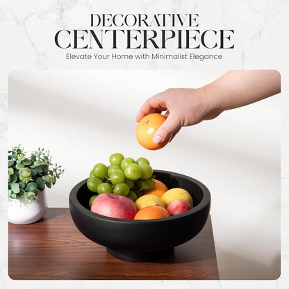 Concrete Fruit Bowl – Large Decorative Pedestal Bowl for Kitchen Counter, Entryway, or Coffee Table
