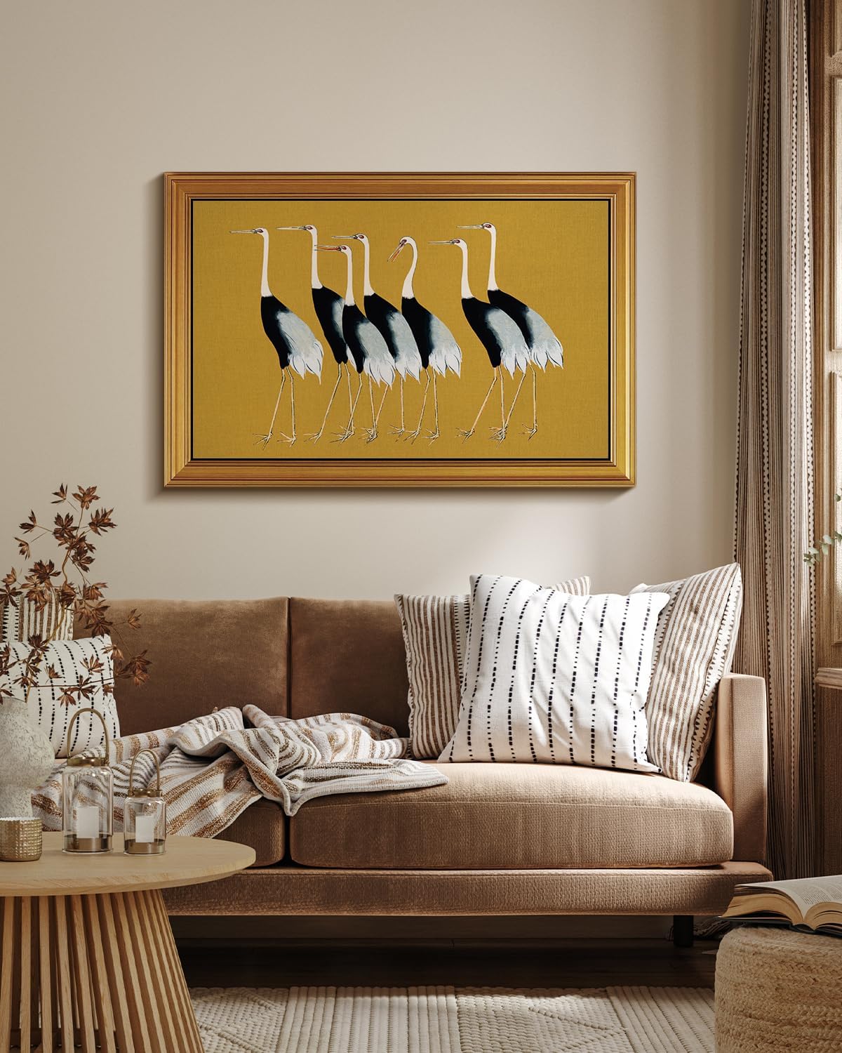 HUARCEY Gold Framed Vintage Wall Art for Living Room, Animals Painting Prints Large Decor for