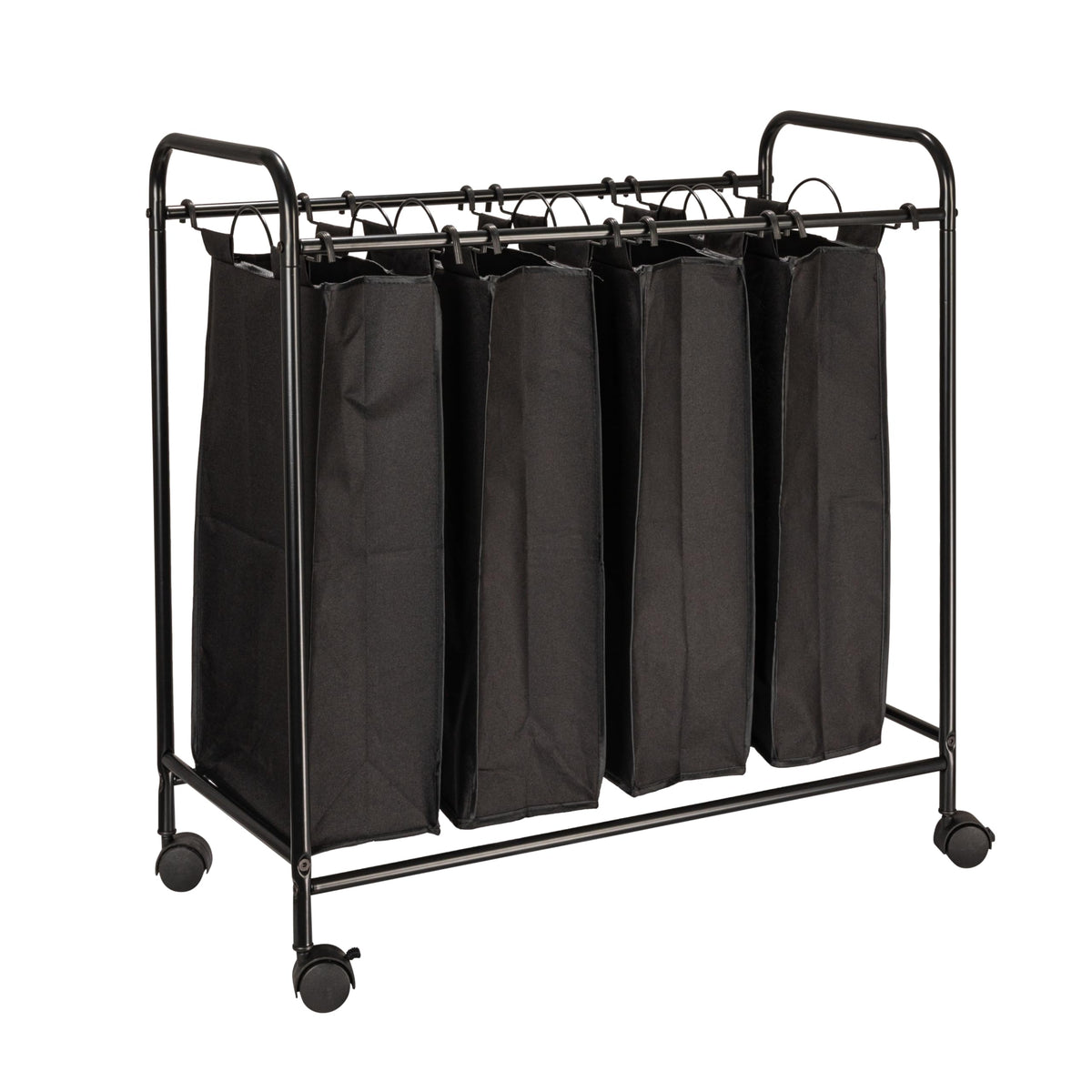 Household Essentials Rolling Laundry Sorter, 4 Bag Laundry Sorter Cart with Washable and Removable