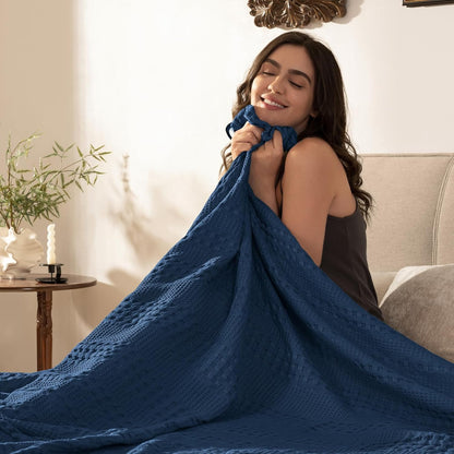 PHF Cooling Waffle Blanket King Size, Lightweight 60% Rayon Derived from Bamboo & 40% Cotton