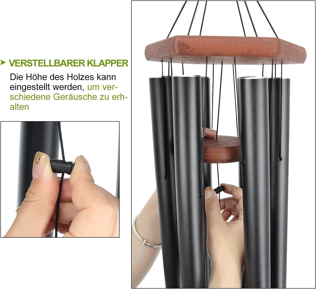 Wind Chimes for Outside Large Deep Tone, 44 Inch Black Memorial Windchimes, Outdoor Wind Chimes