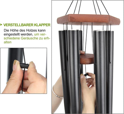 Wind Chimes for Outside Large Deep Tone, 44 Inch Black Memorial Windchimes, Outdoor Wind Chimes