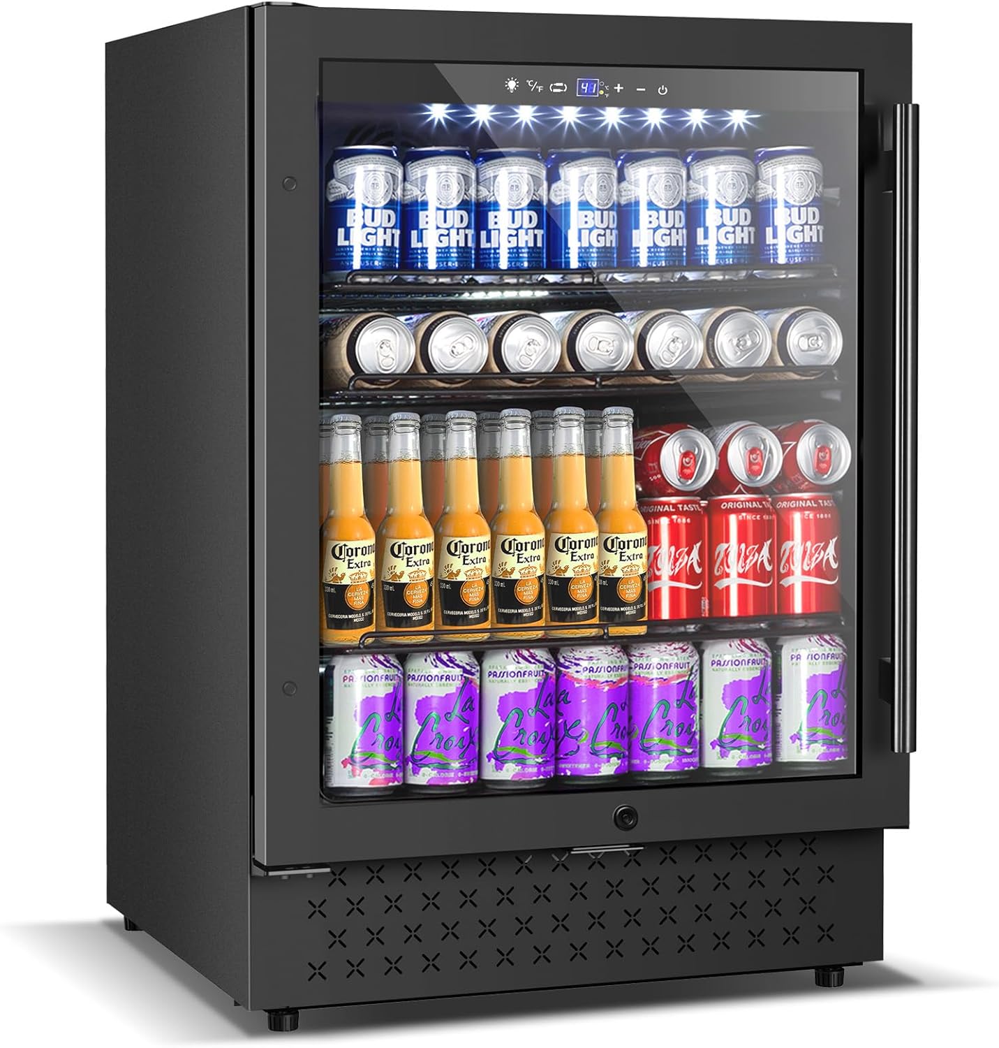 24 Inch Beverage Refrigerator, 5.2 Cu. Ft. Drink Refrigerator with Glass Door, 200 Cans Under