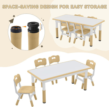 Kids Study Table and Chairs Set, Height Adjustable Toddler Table and Chair Set for Kids Ages 3-8