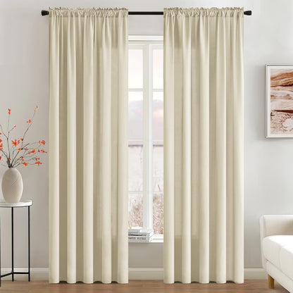 MIULEE Cream Beige Privacy Sheer Curtains That Let Light in 72 Inches Long Non-See-Through Semi